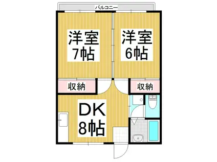 メゾンワタヤ(2DK/2階)の間取り写真