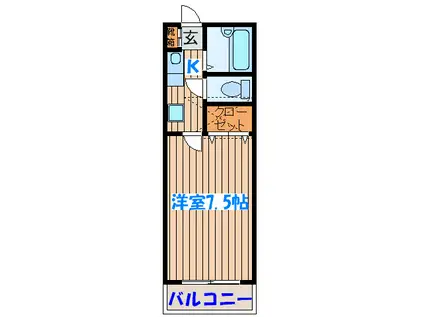 ノーブル参番館(1K/2階)の間取り写真
