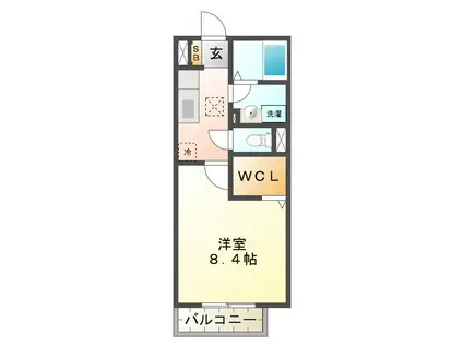 ブランドール(1K/1階)の間取り写真