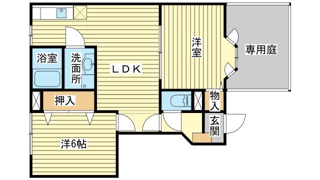 レジデンス夢前(2LDK/1階)の間取り写真