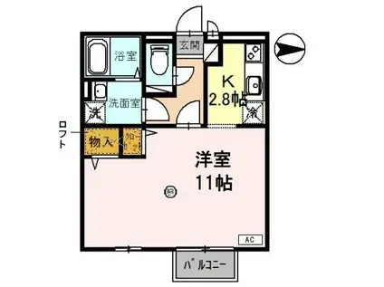 コンフォートヴィレッジ A(1K/2階)の間取り写真
