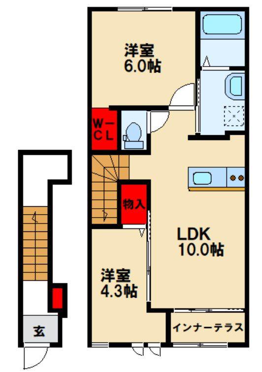 グレイシャス(2LDK/2階)の間取り写真