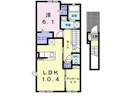 メゾン ヴィオラ(1LDK/2階)の間取り写真