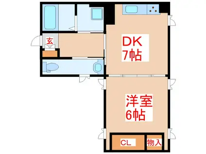 M-II(1DK/2階)の間取り写真