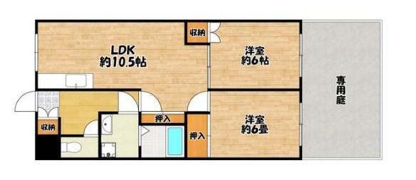 パルミルフォード(2LDK/1階)の間取り写真