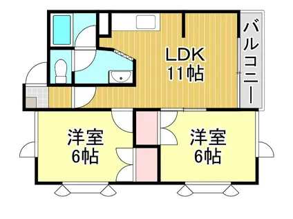 サニーハイツ(2LDK/1階)の間取り写真