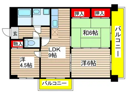 扶桑ハイツI(3LDK/3階)の間取り写真