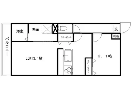 GRANDIR原島(1LDK/1階)の間取り写真