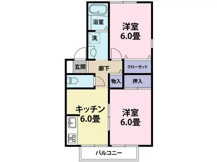 パークサイド紫原(2DK/2階)の間取り写真