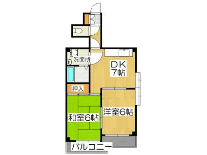 アーバンハイツ伊賀(2DK/3階)の間取り写真