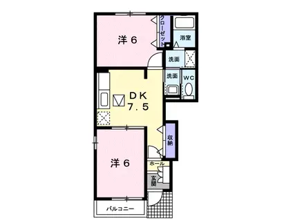 フィオーレI(2DK/1階)の間取り写真