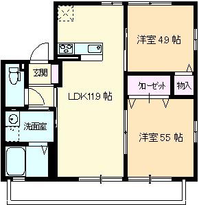 クロスロード(2LDK/2階)の間取り写真