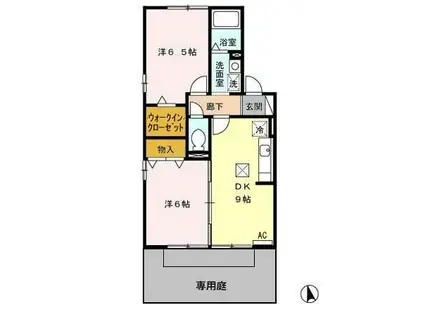 メルベーユ翔(2DK/1階)の間取り写真