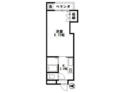 サテライト90(1K/4階)の間取り写真