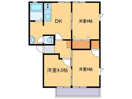 プロヴァンスA(3DK/1階)の間取り写真