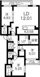 GRANDUKE八軒GENE(3LDK/1階)の間取り写真