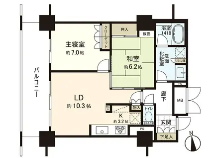 アップルタワーズ仙台ブローディアタワー(2LDK/25階)の間取り写真