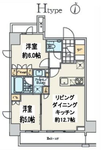 クレストコート中野富士見町(2LDK/6階)の間取り写真