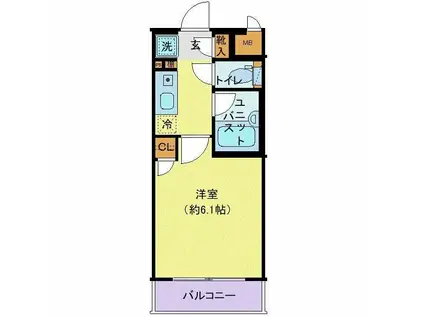 アヴァンツァーレ高輪(1K/1階)の間取り写真