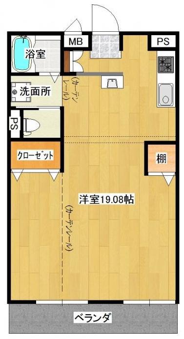 プレースコート(ワンルーム/3階)の間取り写真