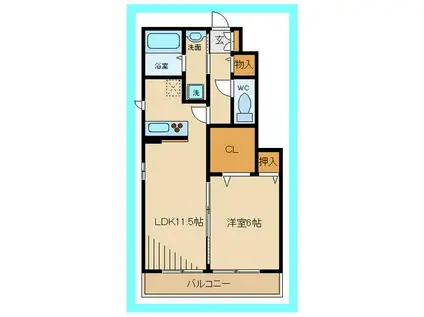 ブリリアントK(1LDK/1階)の間取り写真