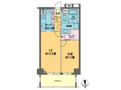 カスタリア高輪(1LDK/2階)の間取り写真