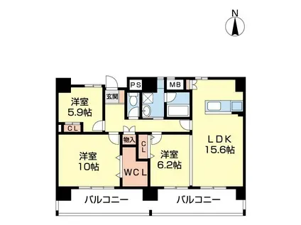 HIRATA ノース(3LDK/7階)の間取り写真