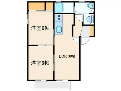 グランドール連取 E(2LDK/2階)の間取り写真