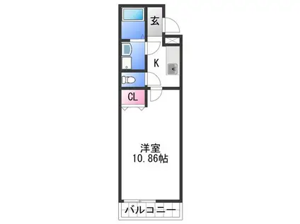 フジパレス手平(1K/2階)の間取り写真