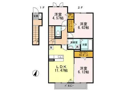 エスポワールYV(3LDK/2階)の間取り写真