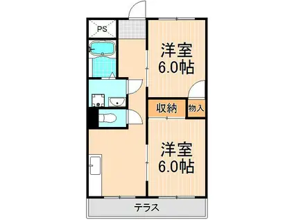 ニューサカエコーポ(2DK/1階)の間取り写真