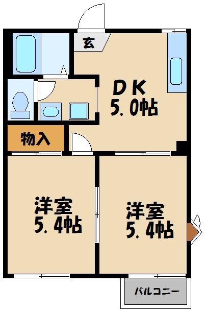 ネオコート狭山(2DK/2階)の間取り写真