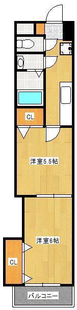 中津口センタービル(2K/3階)の間取り写真