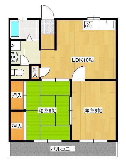アーバンKNII(2LDK/2階)の間取り写真