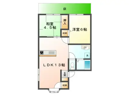マーサ塩屋(2LDK/1階)の間取り写真