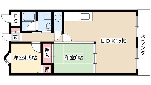 エクセレント伸和(2LDK/2階)の間取り写真