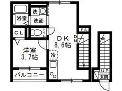 ドエル・SAWA(1LDK/2階)の間取り写真