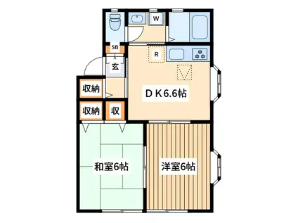 カシーナ・マロン(2DK/1階)の間取り写真