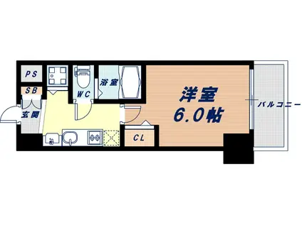 スワンズシティ難波南(1K/10階)の間取り写真