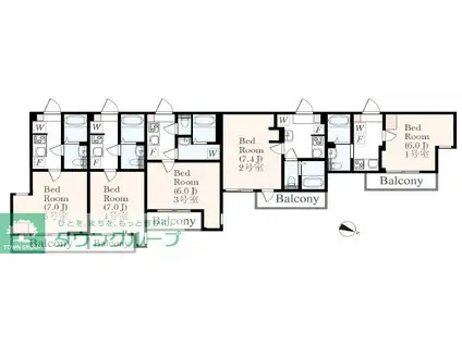 アザーレ・シド海老名(1K/3階)の間取り写真