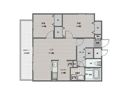 プレミール北野(2LDK/4階)の間取り写真