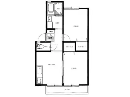 エスポワール柞田5号地(2DK/1階)の間取り写真