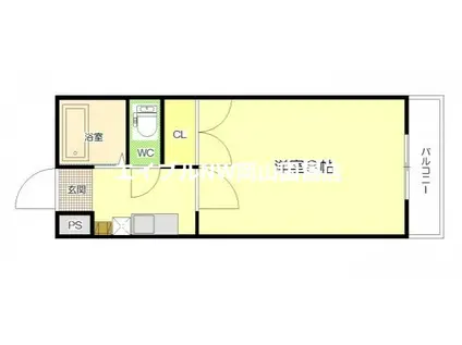 サンハイツ岡大II(1K/3階)の間取り写真