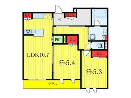 ヴァンドール志村(2LDK/1階)の間取り写真