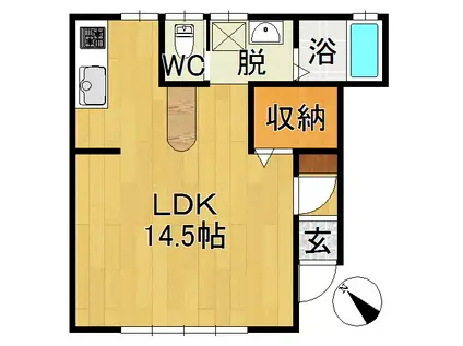 キャトルセゾン(ワンルーム/2階)の間取り写真