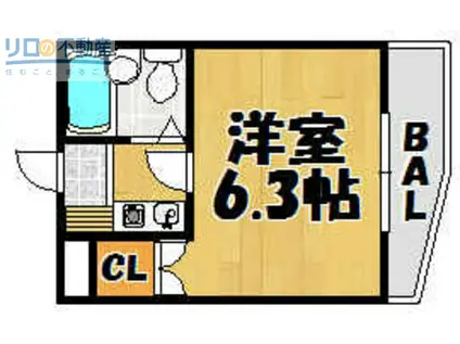 シャトー栄根II(1K/4階)の間取り写真