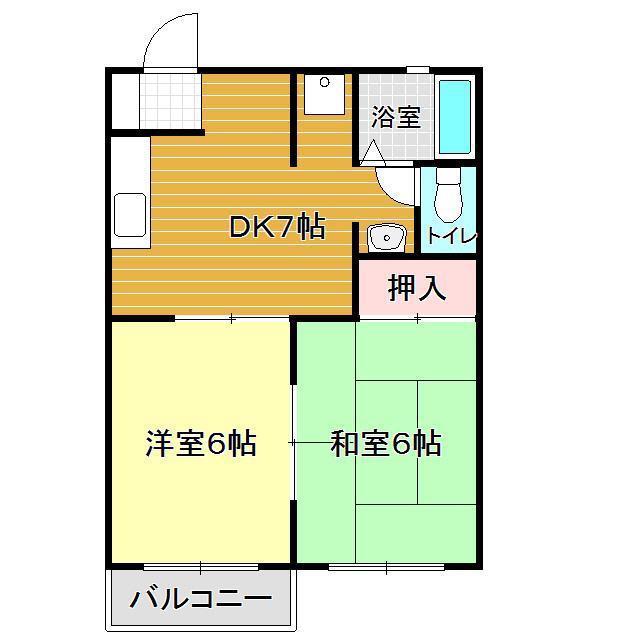 サザンハイム(2DK/1階)の間取り写真