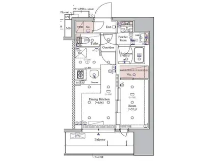 シーフォルム川崎(1LDK/3階)の間取り写真