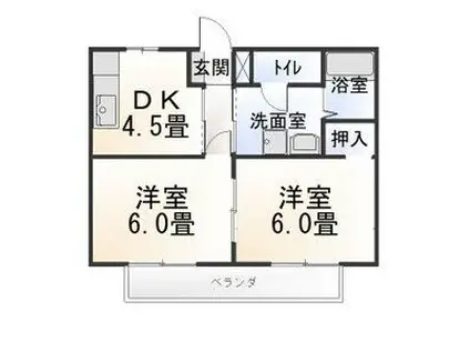 グランデージ吉見(2DK/2階)の間取り写真