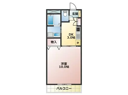 TOMONIワン(1DK/3階)の間取り写真